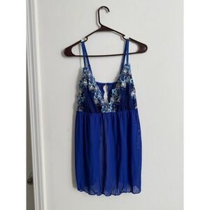 Women's Blue Lingerie Sabrina Carpenter Oceanic Floral Slip Babydoll Sexy 3XL